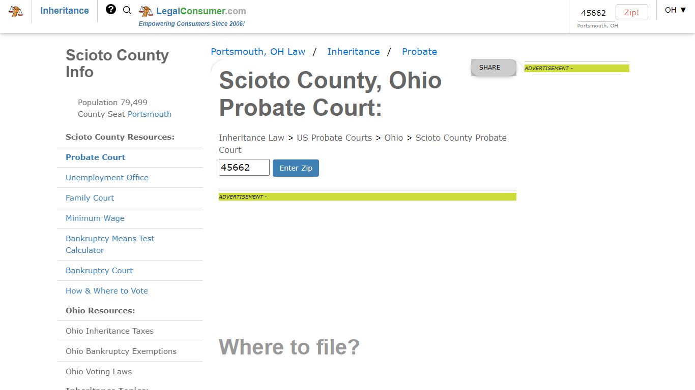 Portsmouth, OH Probate Court -- (Scioto County)